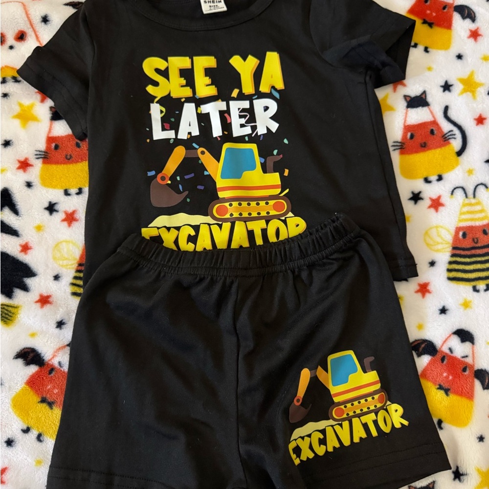 SHEIN Black Excavator Kids Matching Set